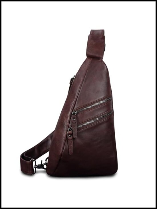 Leather Sling Bag Crossbody Backpack Adjustable Strap Unisex